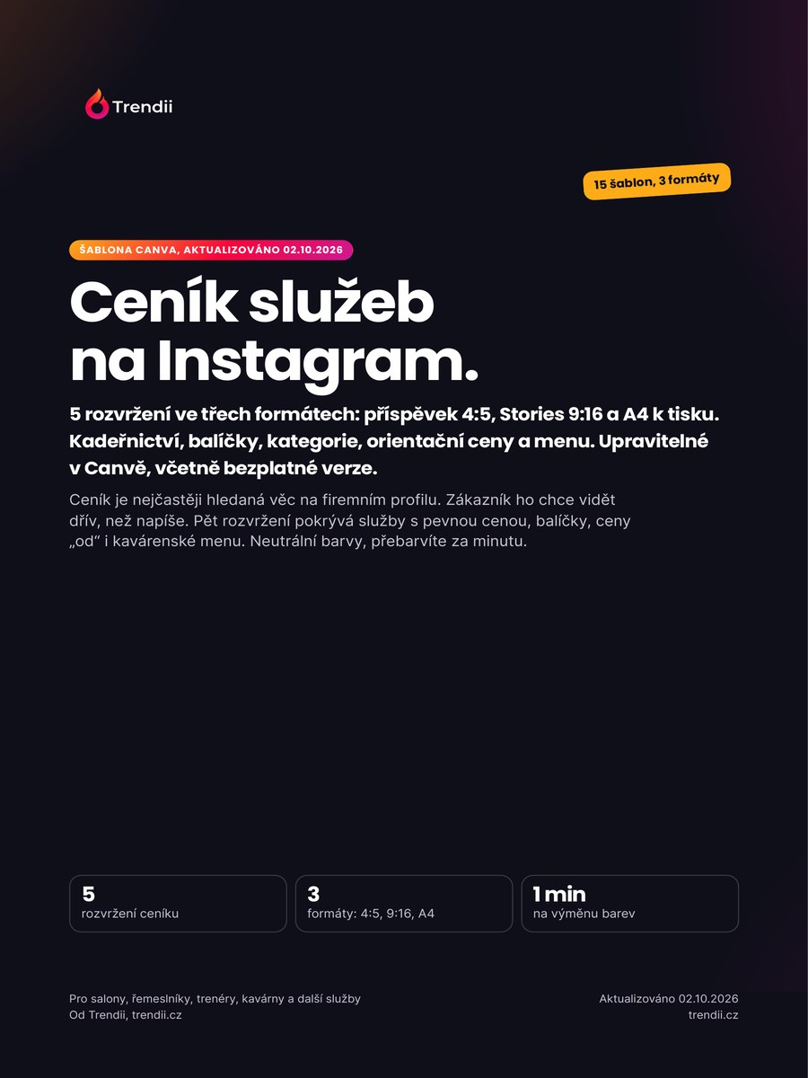 Obálka návodu Ceník služeb, 15 šablon od Trendii