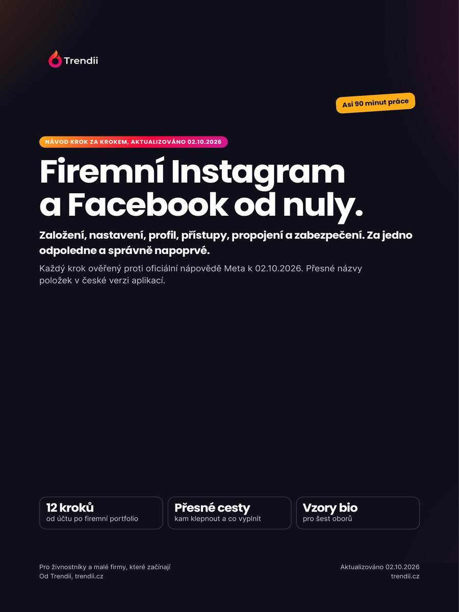 Obálka návodu Firemní Instagram a Facebook od nuly od Trendii