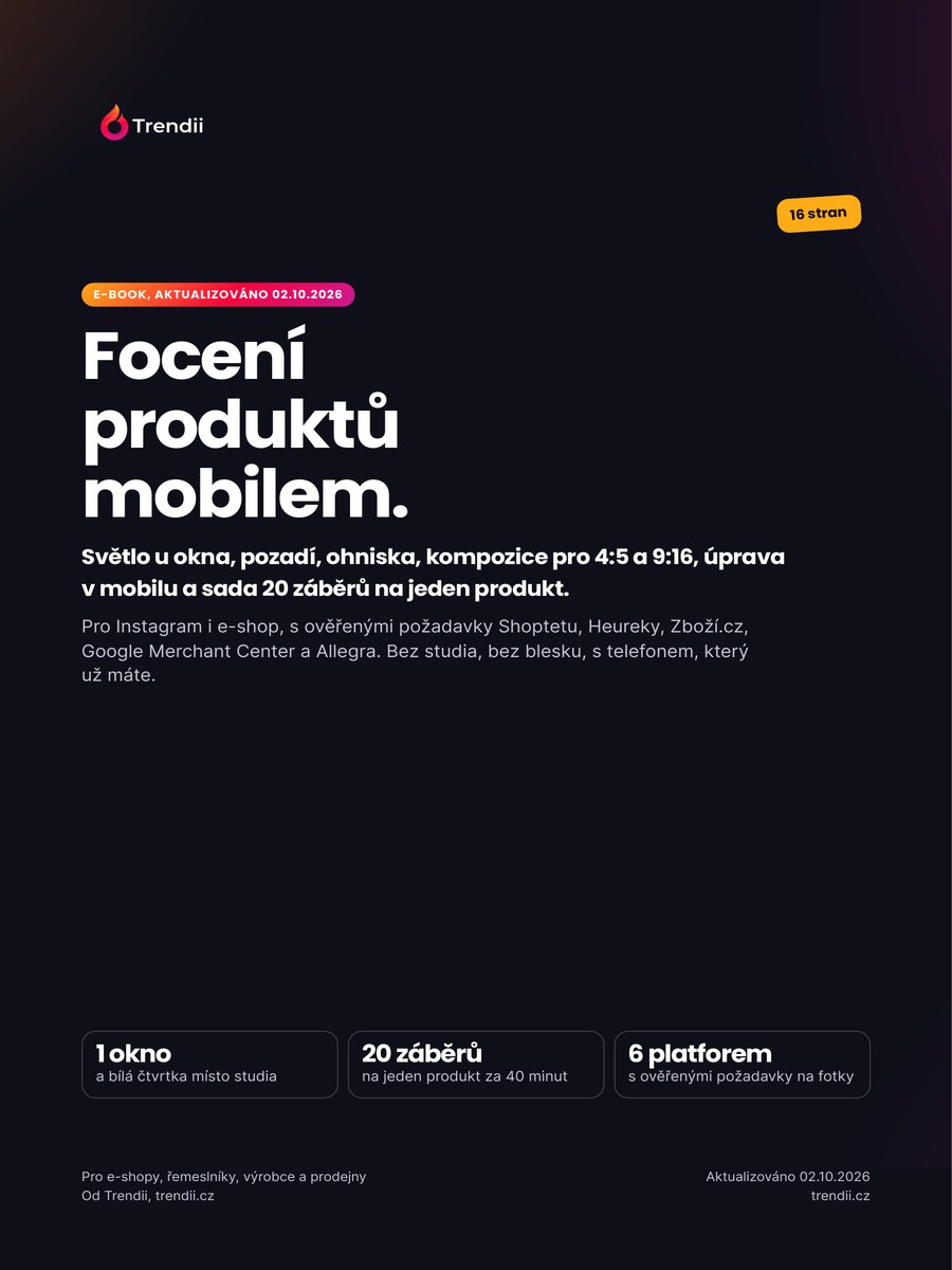 Obálka e-booku Focení produktů mobilem pro Instagram a e-shop od Trendii