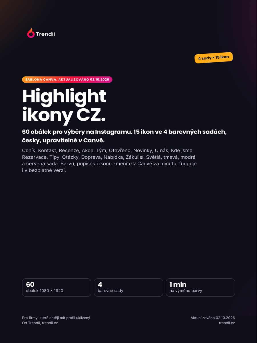 Obálka návodu Highlight ikony CZ, 60 obálek od Trendii