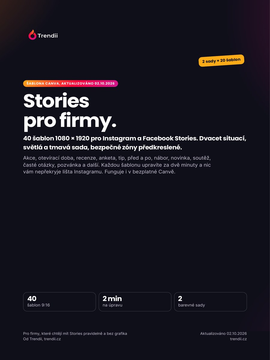 Obálka návodu Stories pro firmy, 40 šablon od Trendii